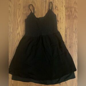 black spaghetti strap mini sundress from Garage with a crocheted bodice small